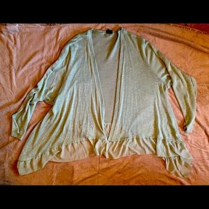 Torrid Aqua open cardigan with mesh hem
